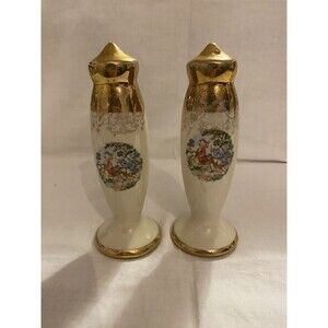 Rare Sabin SAB1 22k gold salt and pepper shakers Vintage